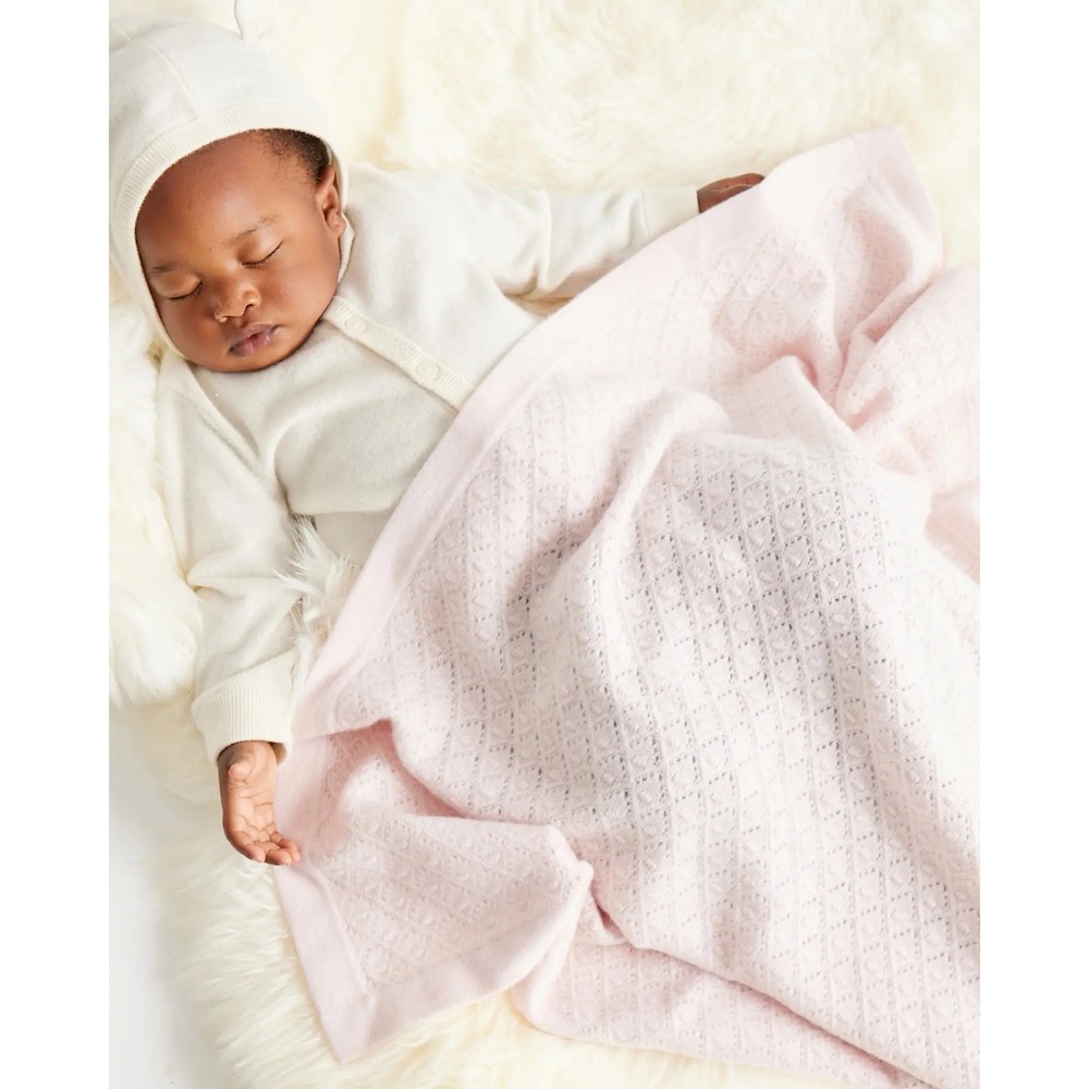 QUINCE Mongolian Cashmere Pointelle Baby Blanket in Minimal Pink